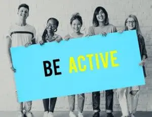 Students holding Be Active poster - School Physical Activity Program