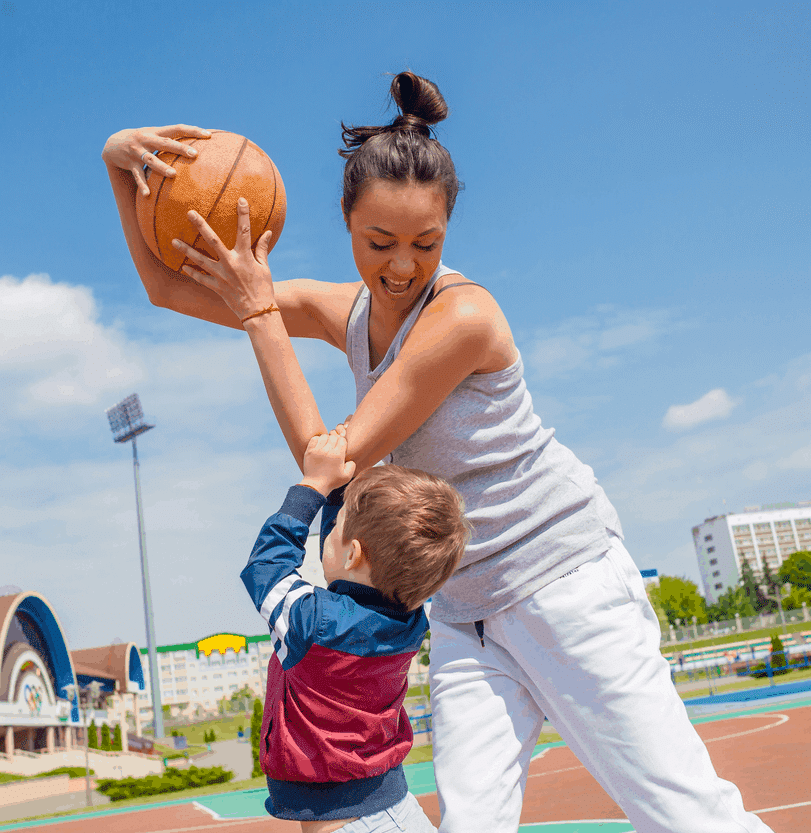 Mom and Child with Basketball - Parent involvement