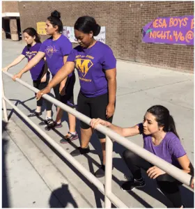 Students doing parkour lesson