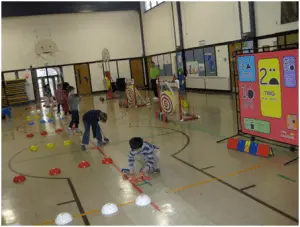 students playing games in PE