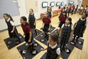 Students participating in exergaming