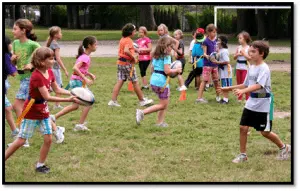 Students playing flag rugby