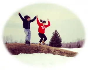 Two kids playing outside