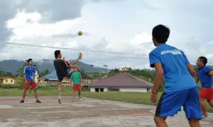 Kids playing Sepak Takraw