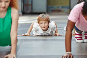 Boy doing a push up