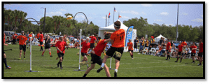 Students playing Quidditch territorial game