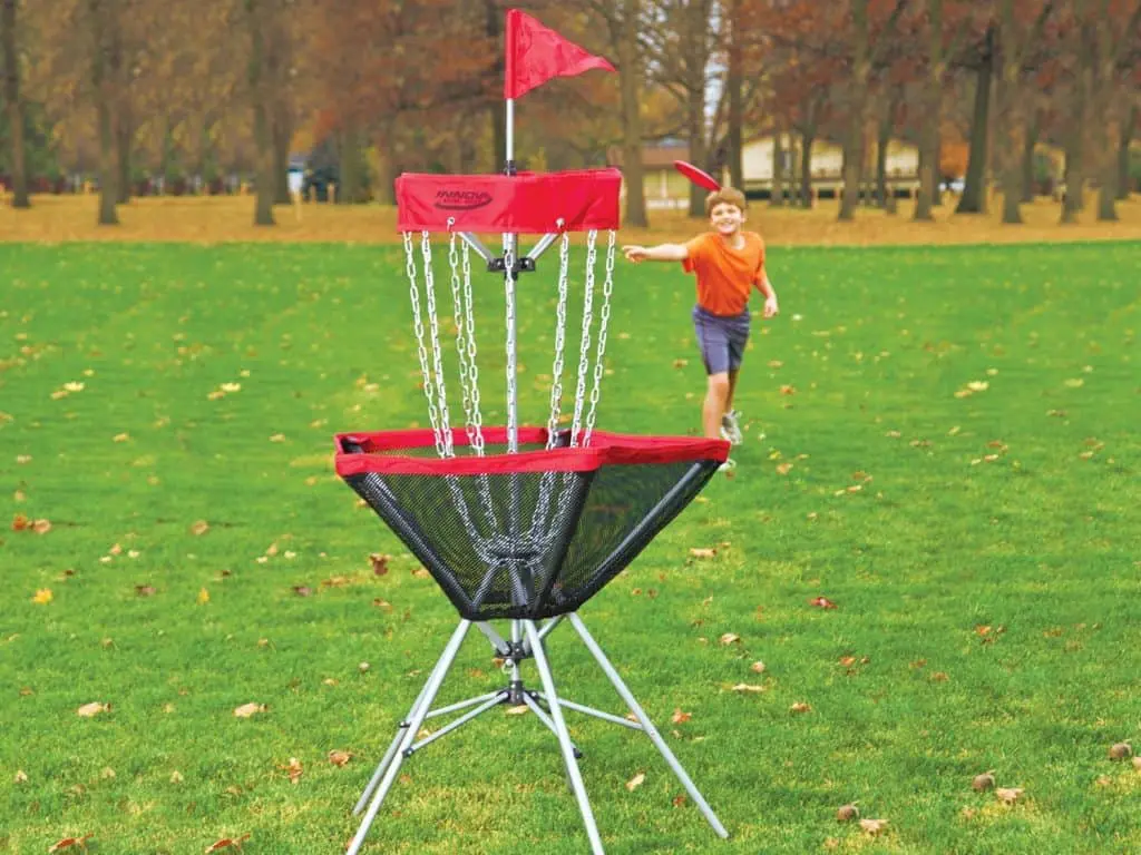 Boy playing cardio disc golf