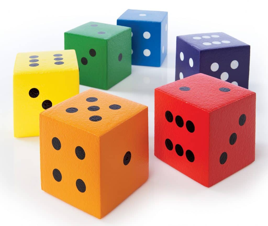 g 58053 rainbow coated foam dice set