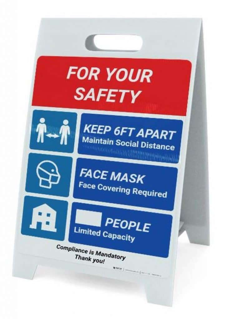 g 40051 ForYourSafety SocialDistancingMulti sign A FrameSign